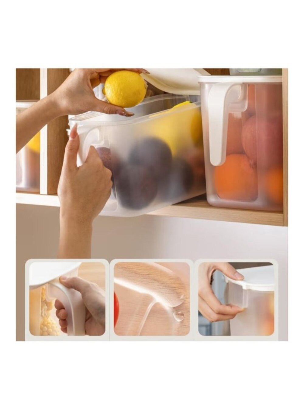 4-Pack 4.5L Plastic Storage Containers Lids Stackable Refrigerator Organizer - Picture 3 of 9